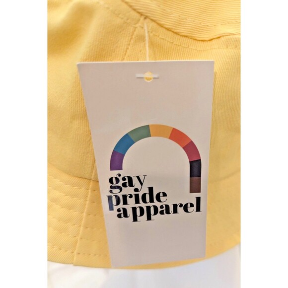 Gay Pride Apparel Bucket Hat – Yellow Cotton with Embroidered Rainbow – NWT - Picture 2 of 7